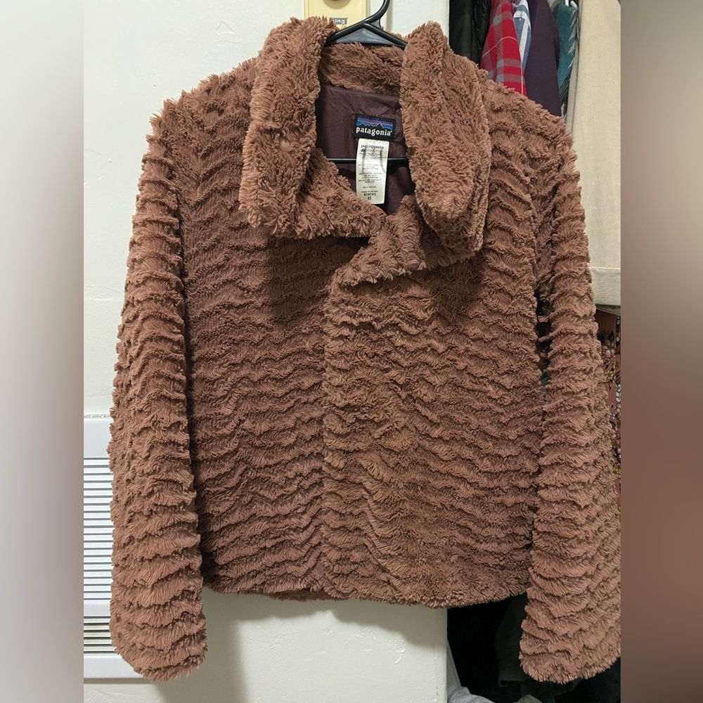 Patagonia Los Gatos Asymmetrical Fleece Jacket Brown Textured Full Zip Womens XS